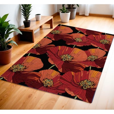 Gepig Floral Traditional Stain Resistant Area Rug By HomeRoots - 66' X '42' X '0.5