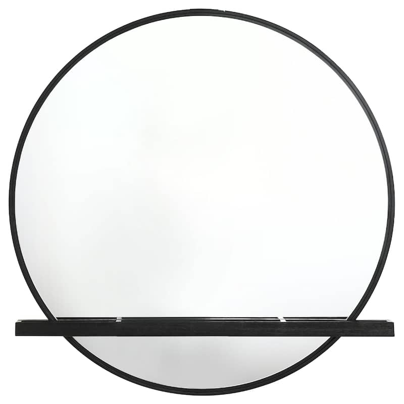Fij Oval Dresser Mirror, Black Wood Frame, Felt-lined Tray, 38 Inch