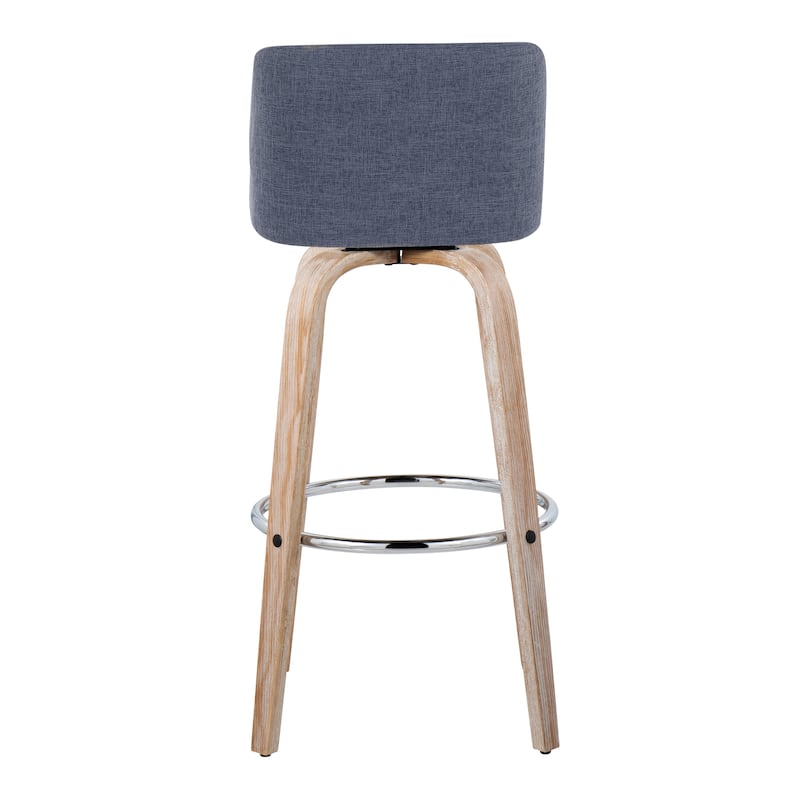The Gray Barn Vallberga 30" Fixed-Height Bar Stool with White Washed Wood Base (Set of 2)