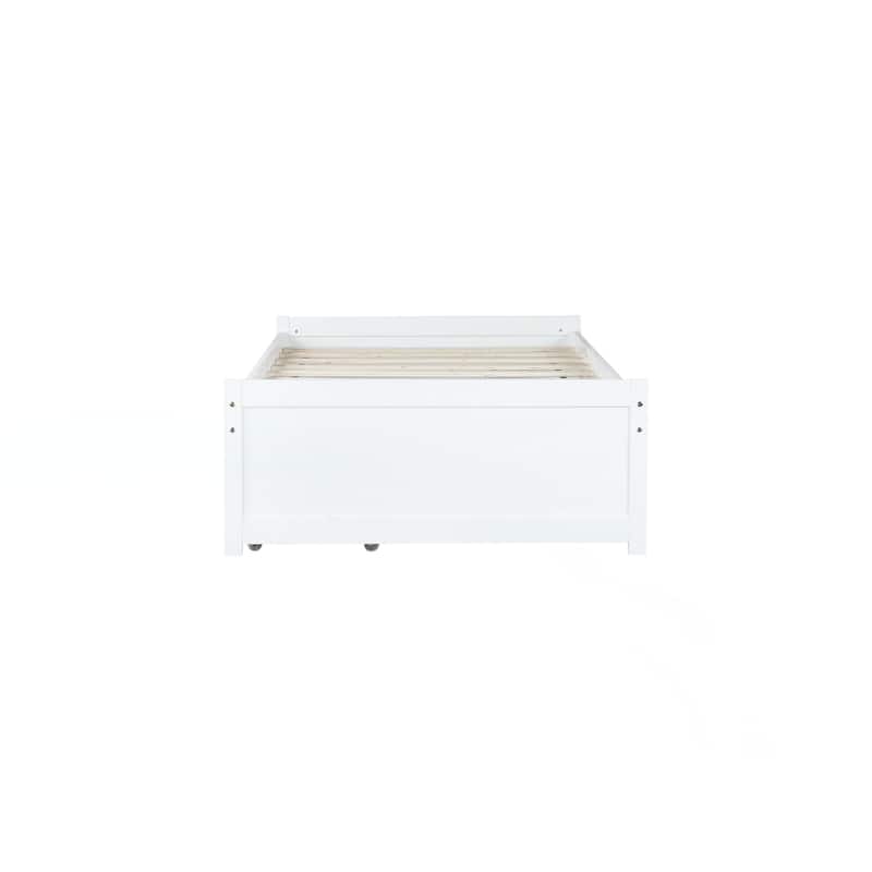 Twin Size Bed with 2 Drawers, Solid Rubber Wood Bed