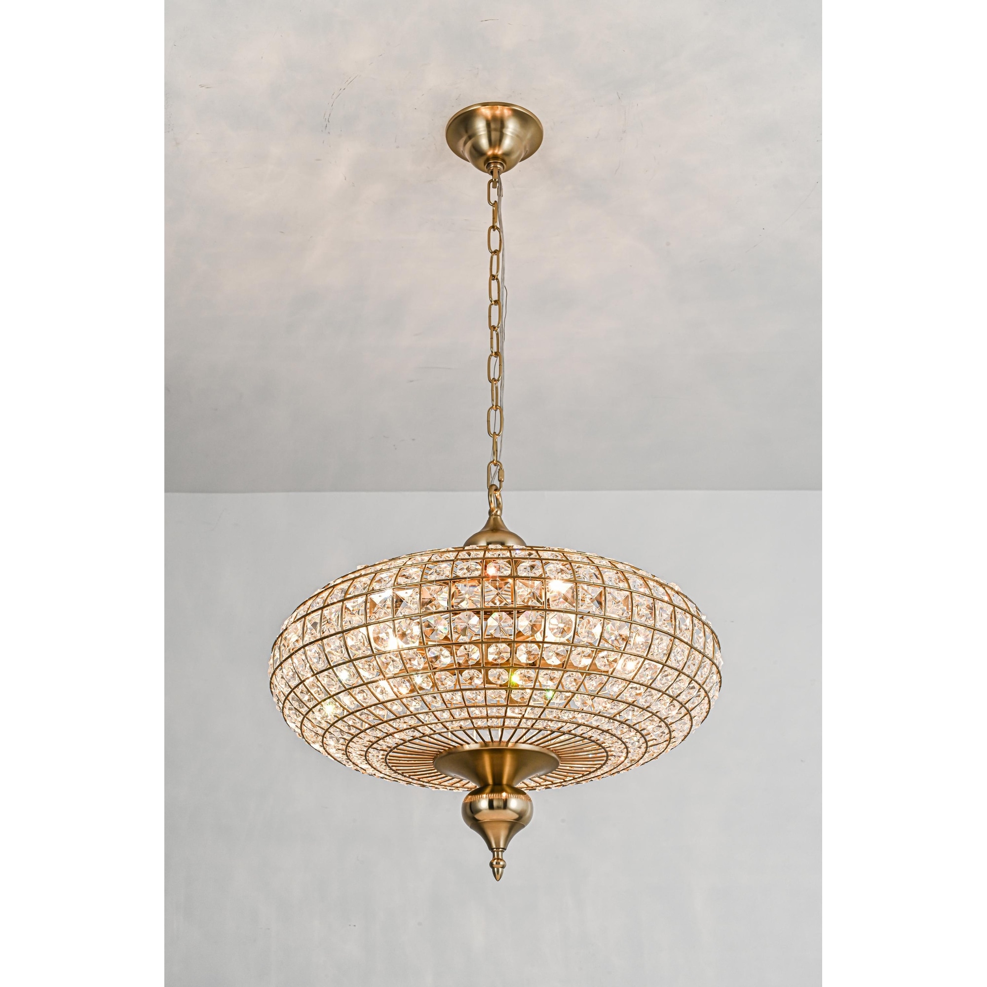 Retro French 4/5-Light Antique Brass Globe Crystal Chandelier for
