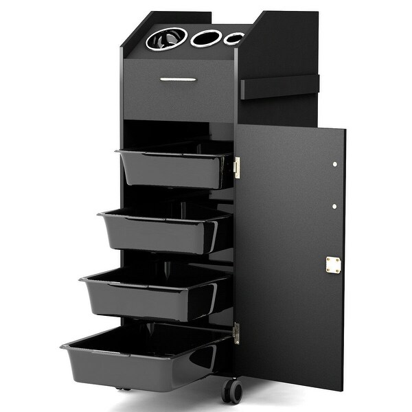 Shop Costway Black Beauty Salon Spa Rolling Trolley 4 Storage