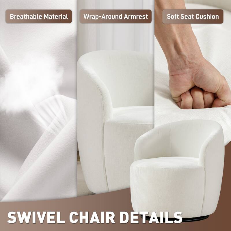 Ouyessir Swivel Barrel Chair Upholstered Armchair (Set of 1)