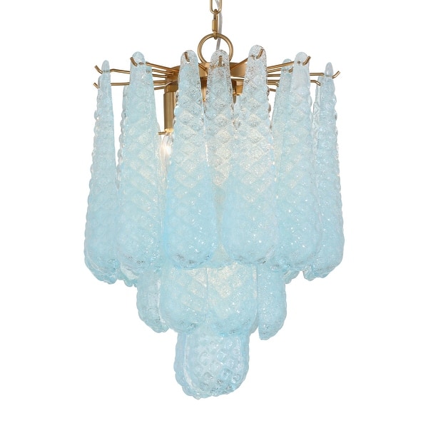 slide 2 of 11, Crystorama Lighting Group OLL-6004 Ollie 4 Light 14" Wide Pendant / Aged Brass / Blue