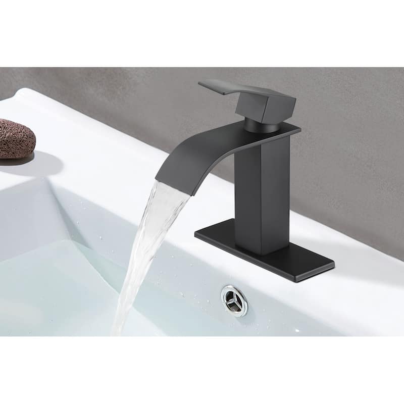 Waterfall Spout Single Handle Bathroom Sink Faucet