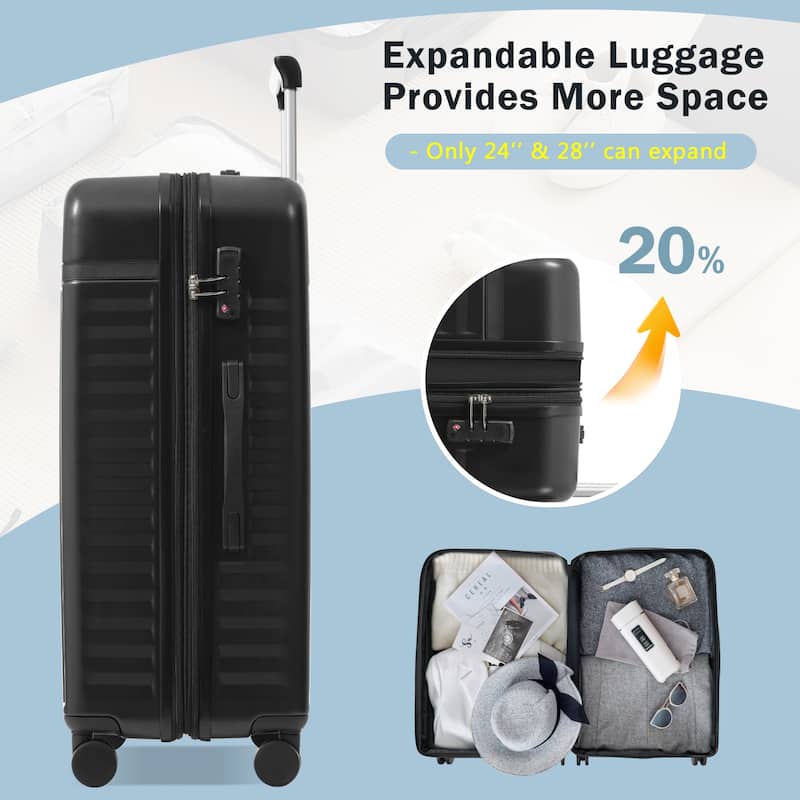 3 Piece Luggage Set Lightweight Hardside Suitcase w/Spinner Wheels