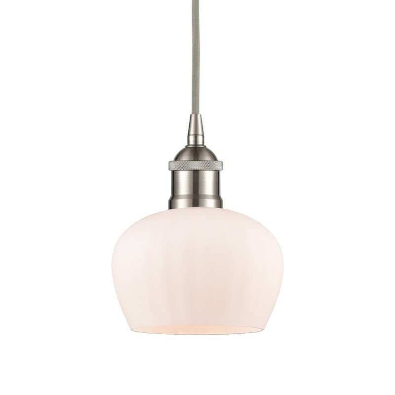 Innovations Lighting 616-1P-8-7 Fenton Pendant Fenton 7" Wide Mini - Brushed Satin Nickel / Matte White