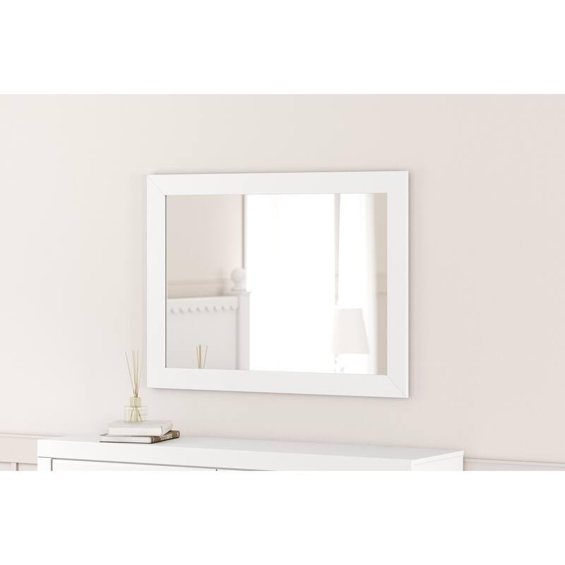 Signature Design by Ashley Mollviney White Bedroom Mirror - 41.85" W x 1.3" D x 30.67" H