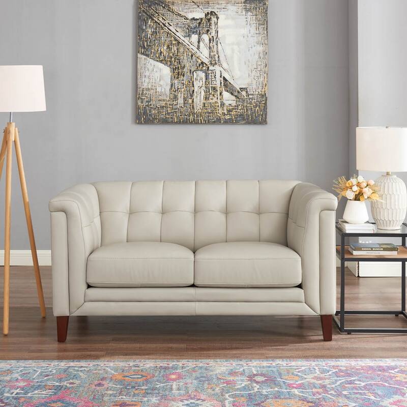 Hydeline Arvo Top Grain Leather Sofa and Loveseat Set with Feather, Memory Foam and Springs