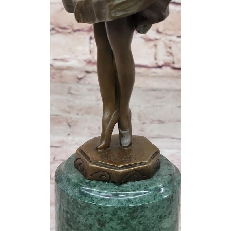 Handmade Art Bronze Resin Head Arms Ballerina Girl Sculpture By Preiss