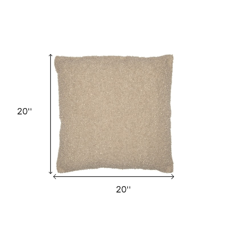 HomeRoots 20" Taupe Throw Pillow With Shag