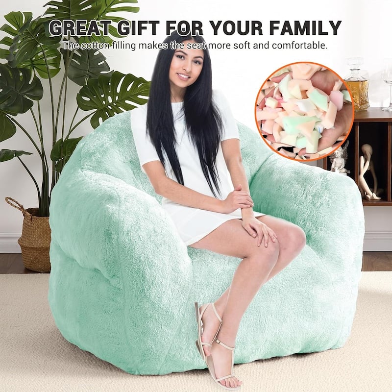 Extra Large Pre-Filled Light Green Bean Bag Chair Sofa for Living Room Bedroom