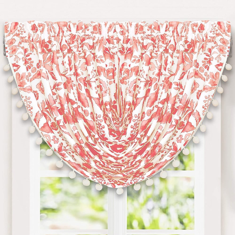 Porch & Den Ouzel Floral Watercolor Pattern Lined Window Valance