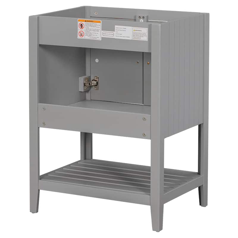 MDF Freestanding Bathroom Vanity Without Counter Top in Brown, Bathroom Storage Cabinet with Doors and Open Shelf - 24" x 18"