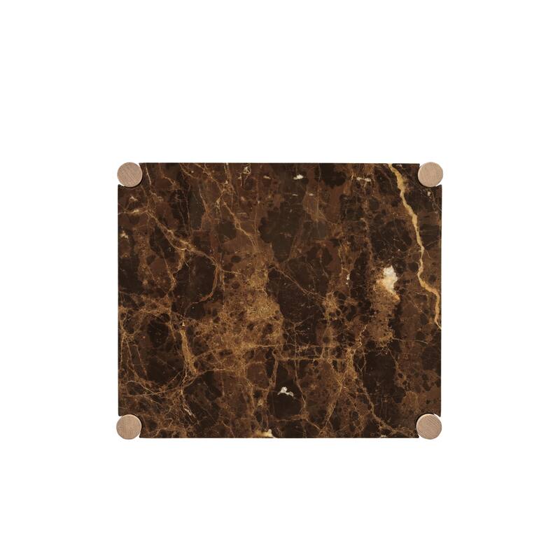 NADAAL STUDIOS Rivenor Nightstand, 1-Drawer, Dark Emperador Marble Top with Oak Body, Brown - 1-drawer - Dark Emperador Marble