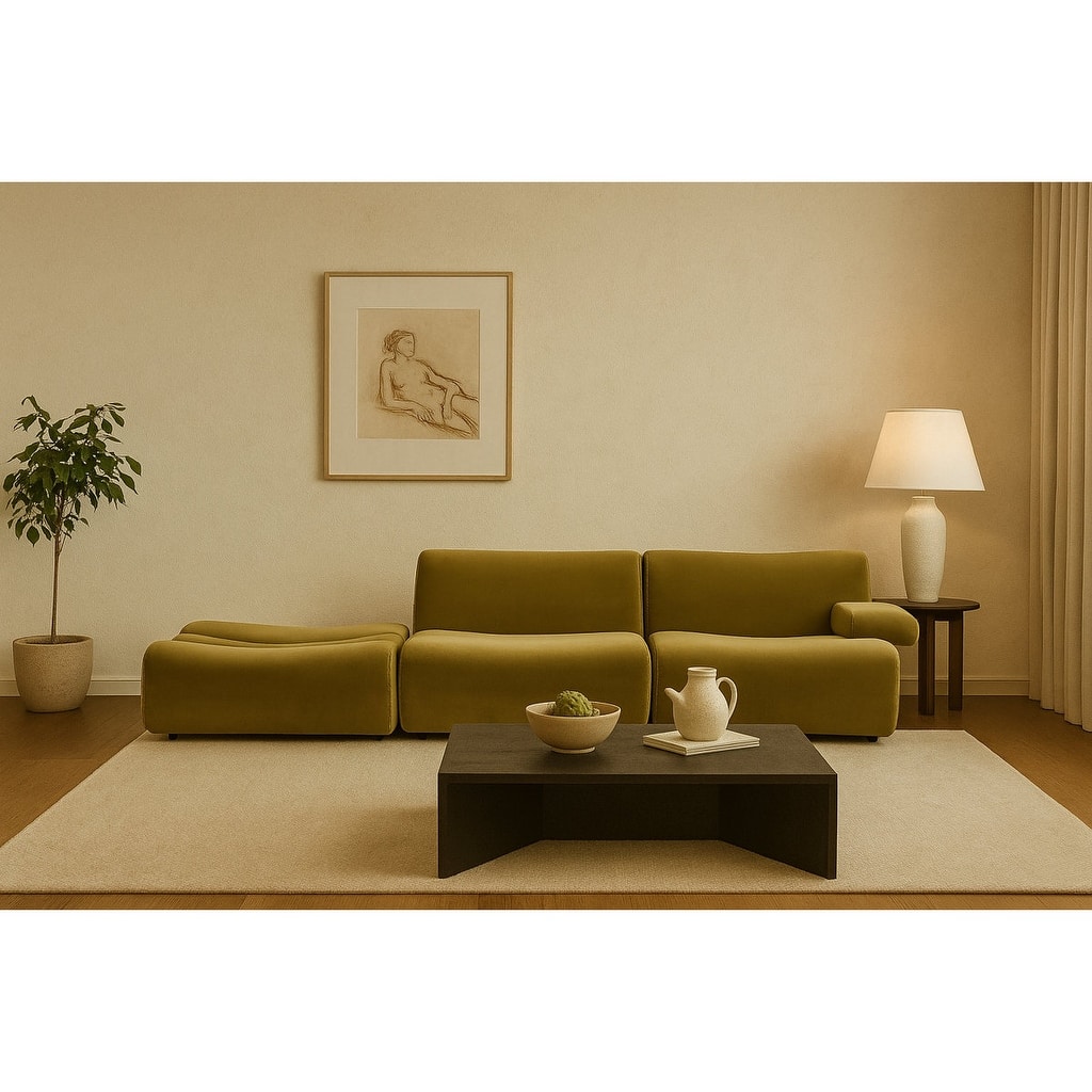 Ernest Premium Satin Velvet Modular 3pc Sofa