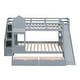 preview thumbnail 31 of 34, Full Over Full Castle Style Bunk Bed Kids Bed with 2 Drawers 3 Shelves and Slide Kids Furniture, Blue