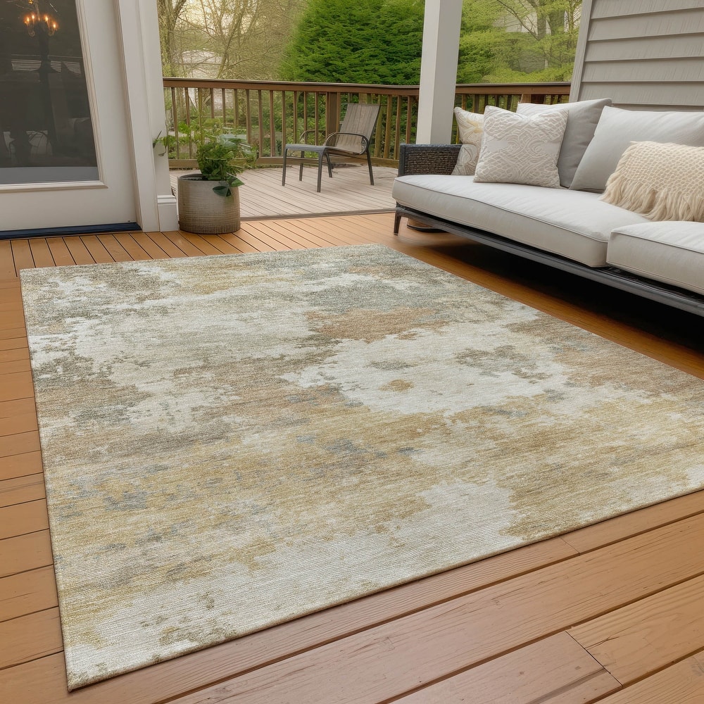 Machine Washable Indoor/Outdoor Abstract Blend Chantille Rug