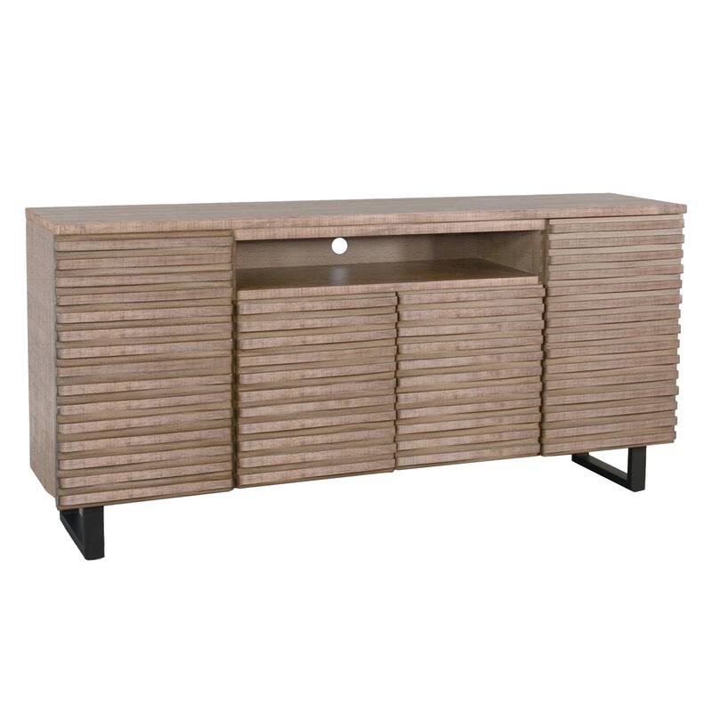 Desy TV Media Entertainment Console, Fluted Doors, Light Brown 72 Inch