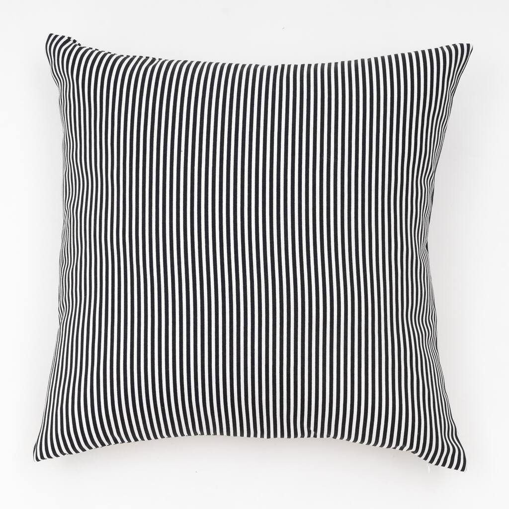 Biscay Stripes Indoor/Outdoor Pillow. 18in. X 18in. Black Beauty