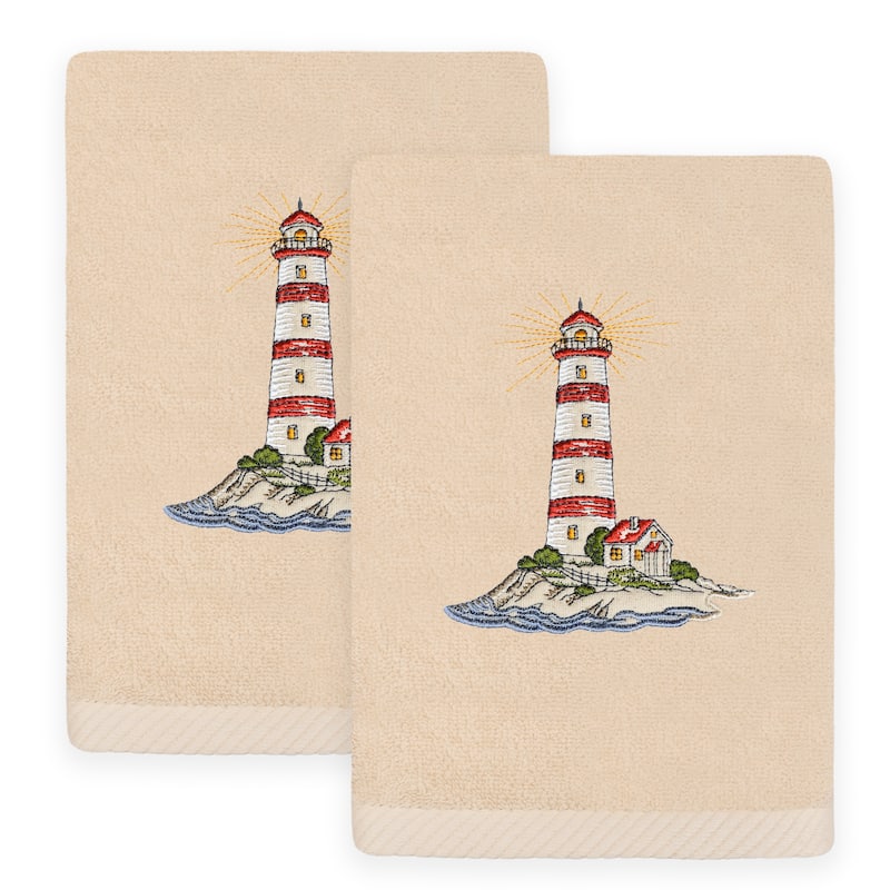 Authentic Hotel and Spa Summer Lighthouse Hand Towels (Set of 2) - Sand