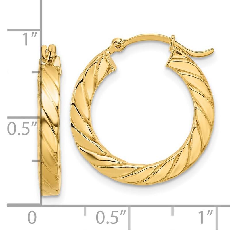 Curata 14k Yellow Gold Polished Twisted Hoop Earrings - 22.62x21.22mm