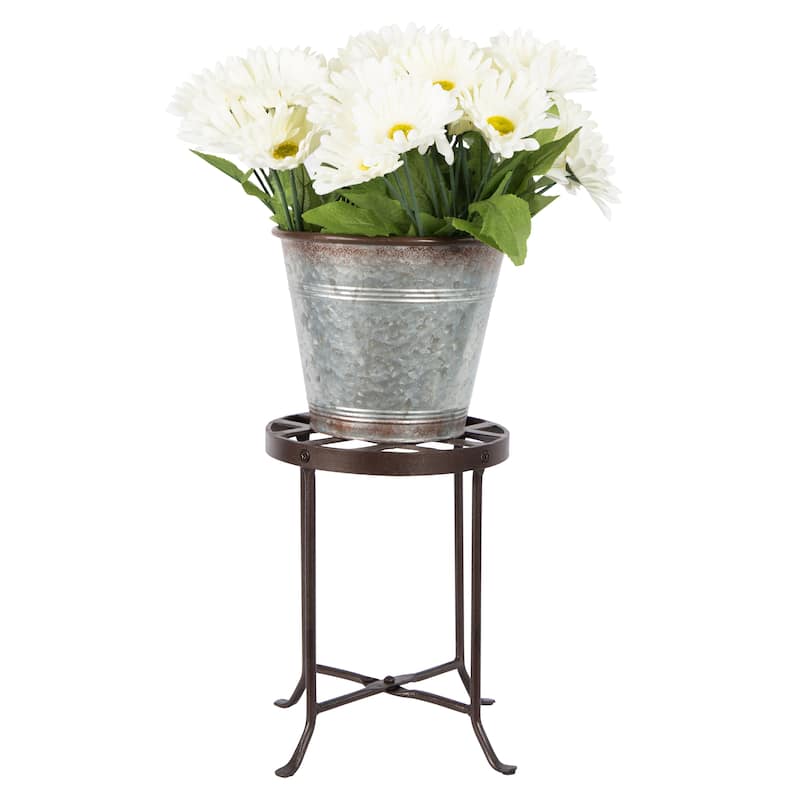 Achla Designs Small Round Table Flowers Plant Stand, 12 Inch Tall, Roman Bronze Powder Coat Finish