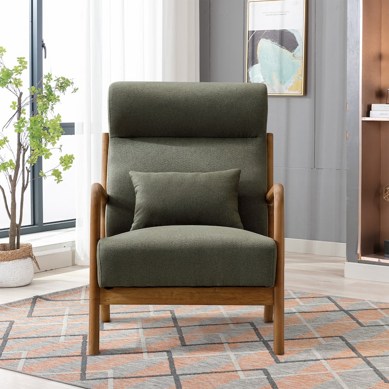 Single Lounge Armchair with Solid Wood Frame