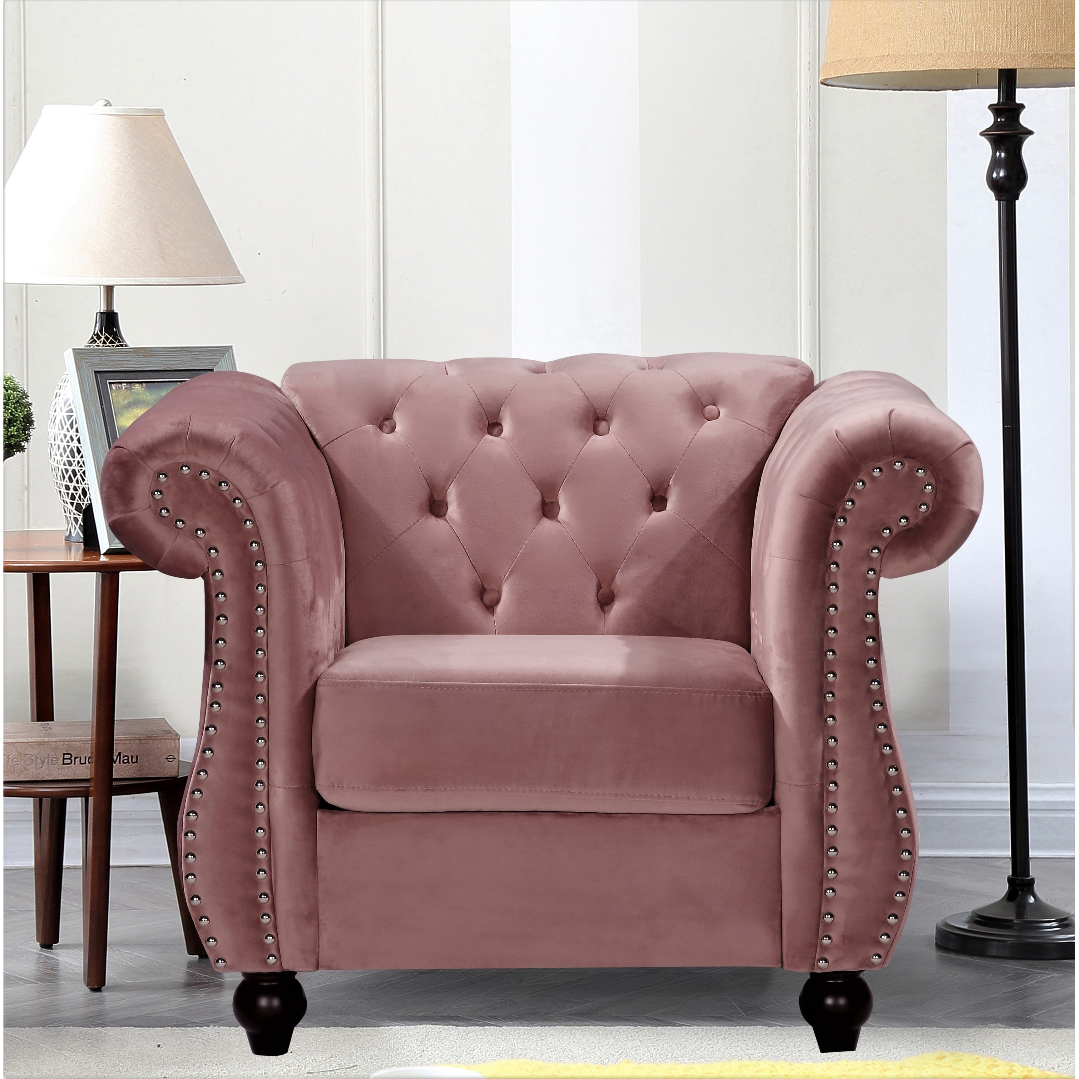 kemos velvet chesterfield chair