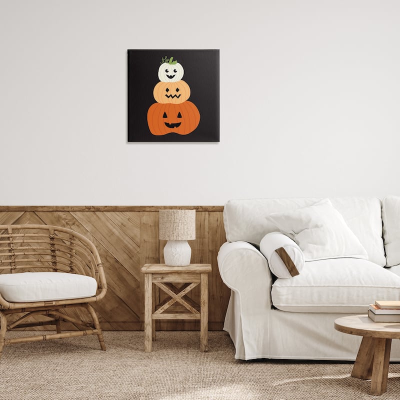 Stupell Happy Jack-o-Lanterns on Black Canvas Wall Art Design By Sazerelli Designs