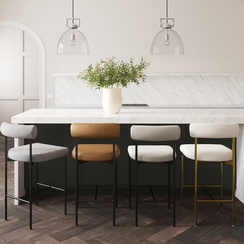 Nathan James Dahlia Counter Height Barstool or Dining Chair with Back and Upholstered Cushion