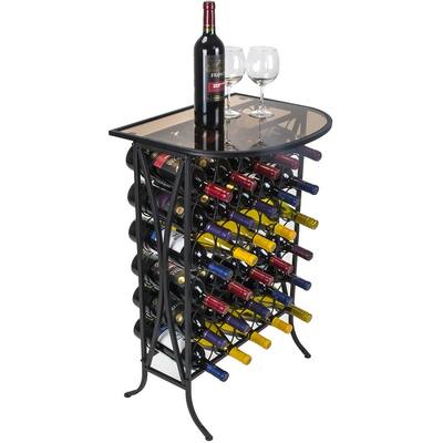 Wine Rack Stand Bordeaux Chateau Style with Glass Table Top