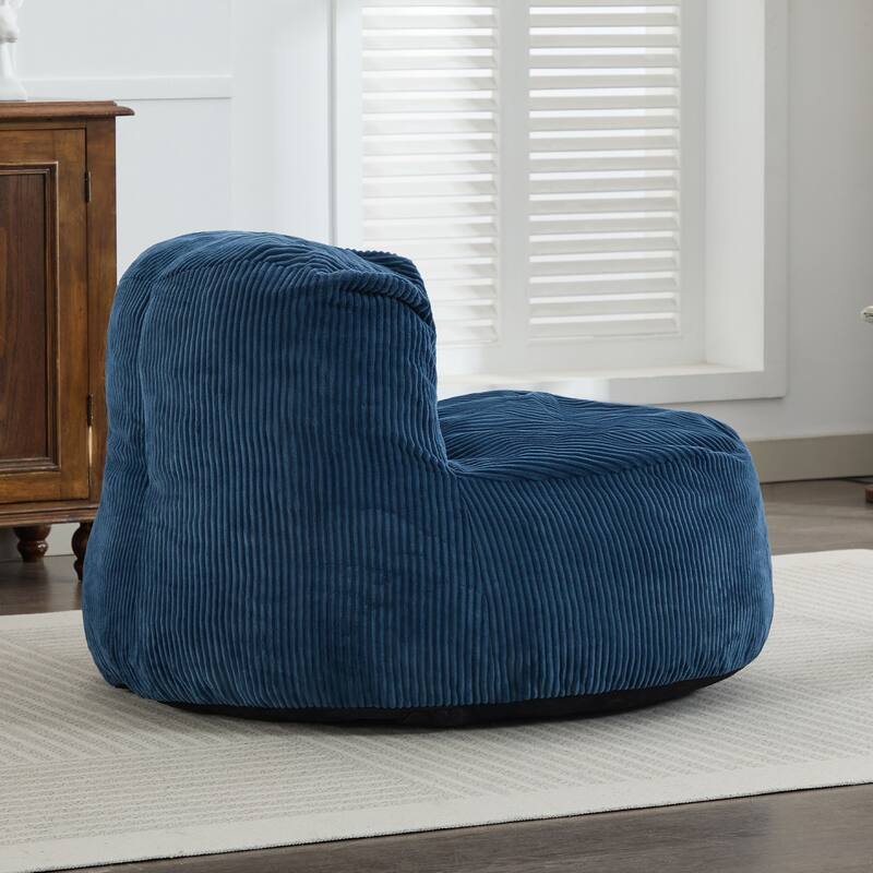 Corduroy Bean Bag Chair with Wide Backrest
