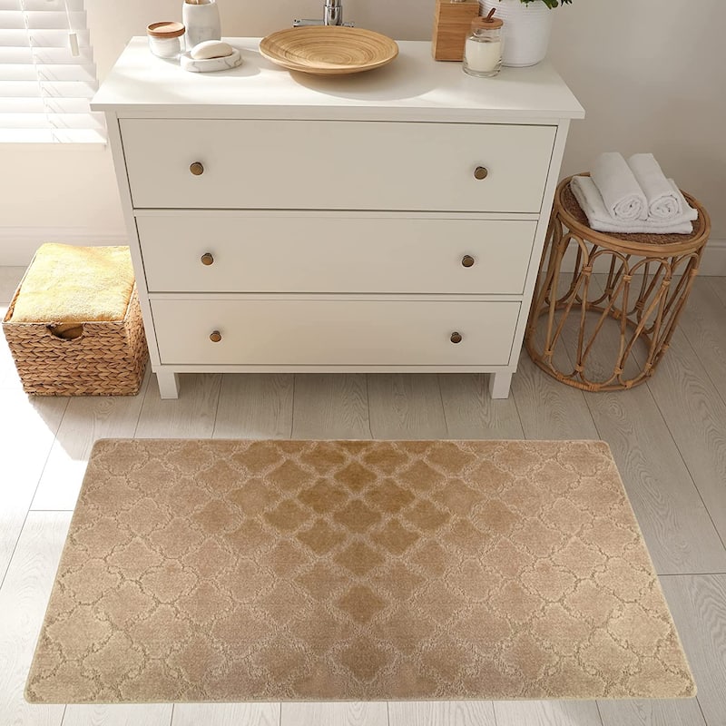 Machine Washable Kitchen & Bathroom Mat, Slip Resistant Backing - 32''x64'' - Light Beige