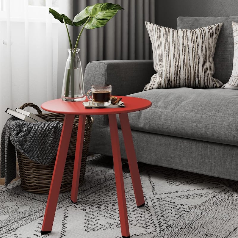 18" or 28" Round Outdoor Side Table End Table Coffee Table - Red1