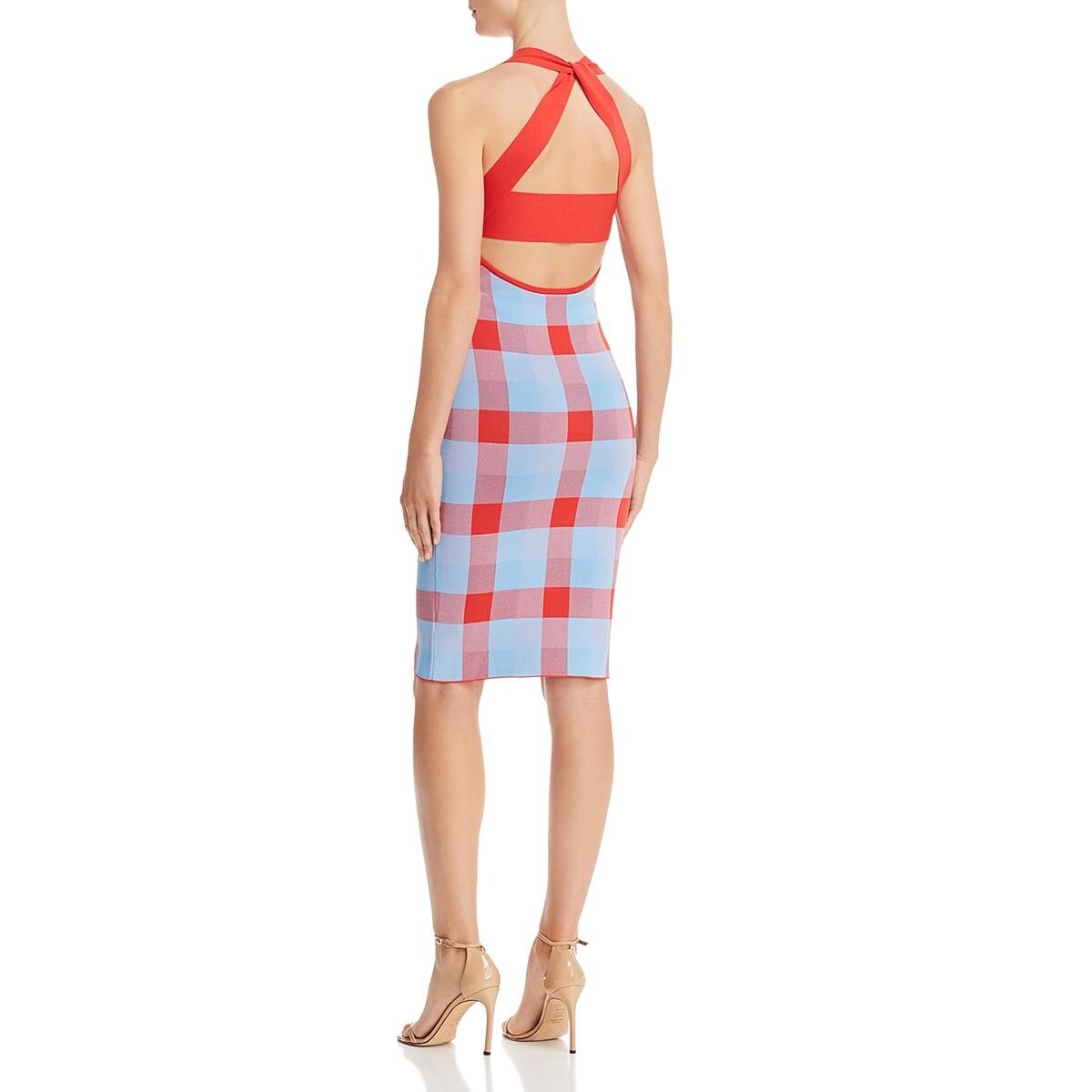 red plaid bodycon dress