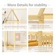 preview thumbnail 6 of 11, Natural Twin Size Pine Wood Floor Wooden Bed with House Roof Frame and Safety Guardrails