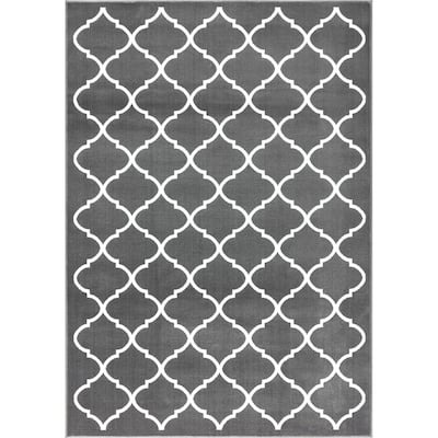 SUSSEXHOME Area Rugs Modern Desing for Living Room 4 x 6 Gray/White - 4' x 6'