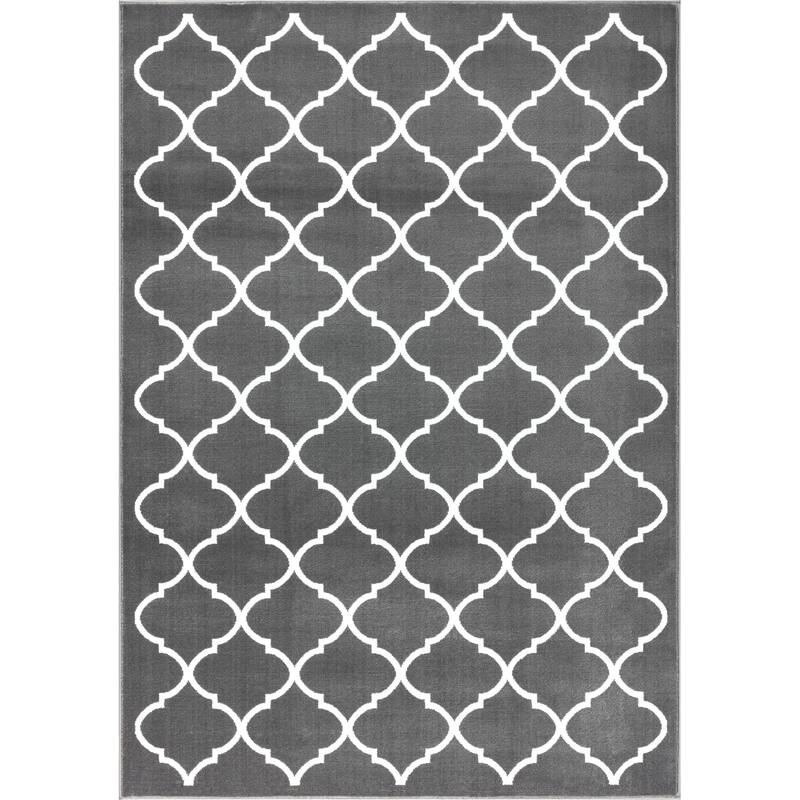 SUSSEXHOME Trellis Desing Area Rug - 4' x 6' - Grey & White