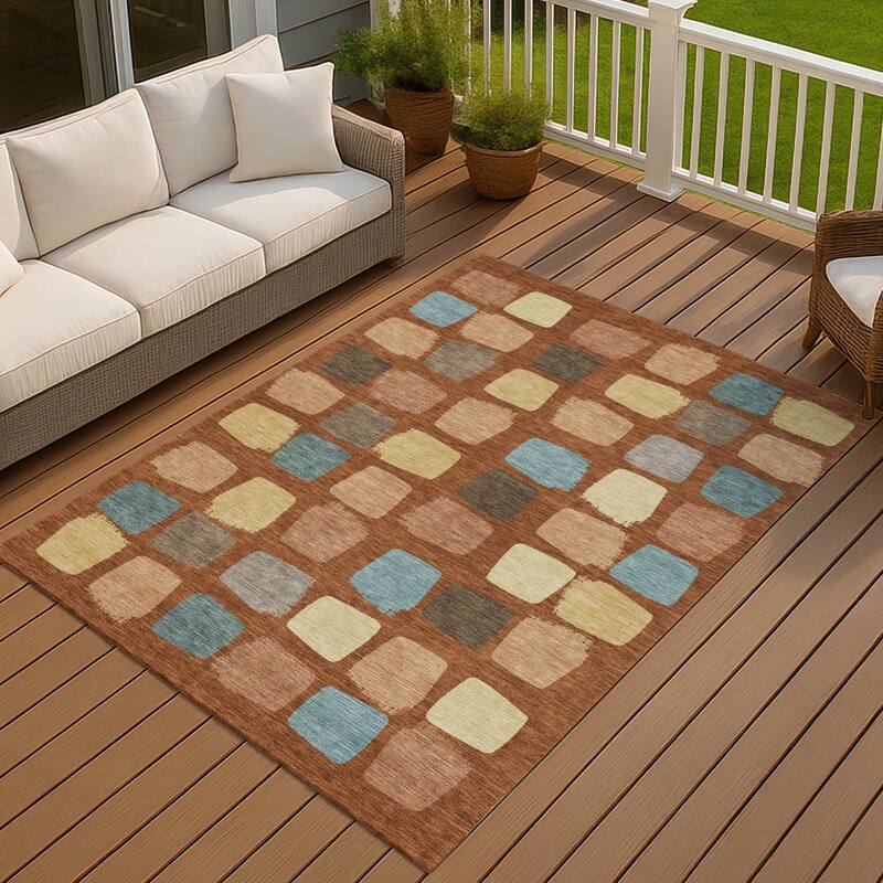 Machine Washable Indoor/ Outdoor Casual Hoppy Chantille Rug