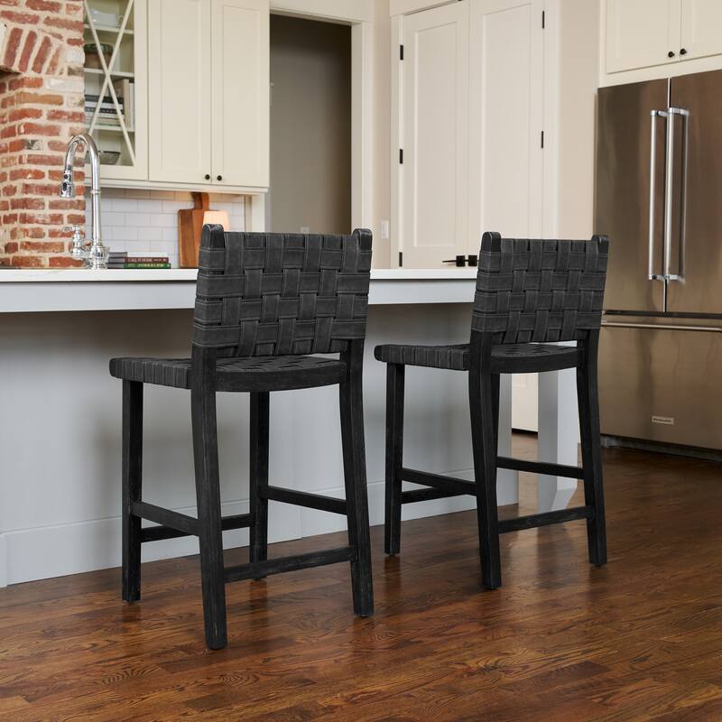 Maven Lane Noah Kitchen Dining Stool with Vegan Leather