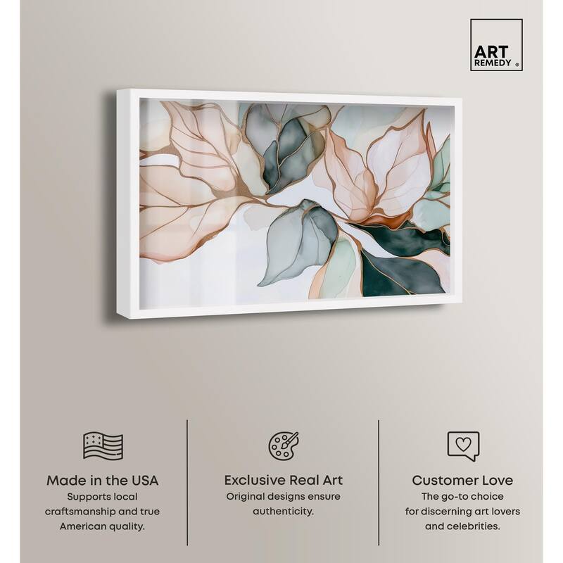 Golden Veined Leaves I Shadowbox by Art Remedy