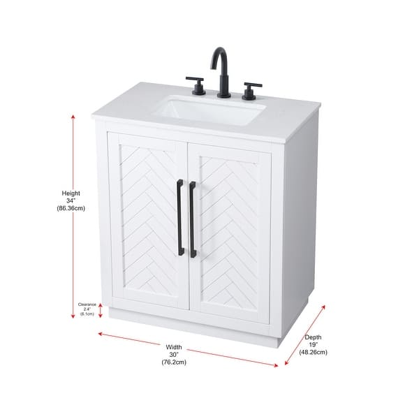 dimension image slide 1 of 2, Elegant Lighting VF29030 Chase 30" Free Standing Single Basin Vanity