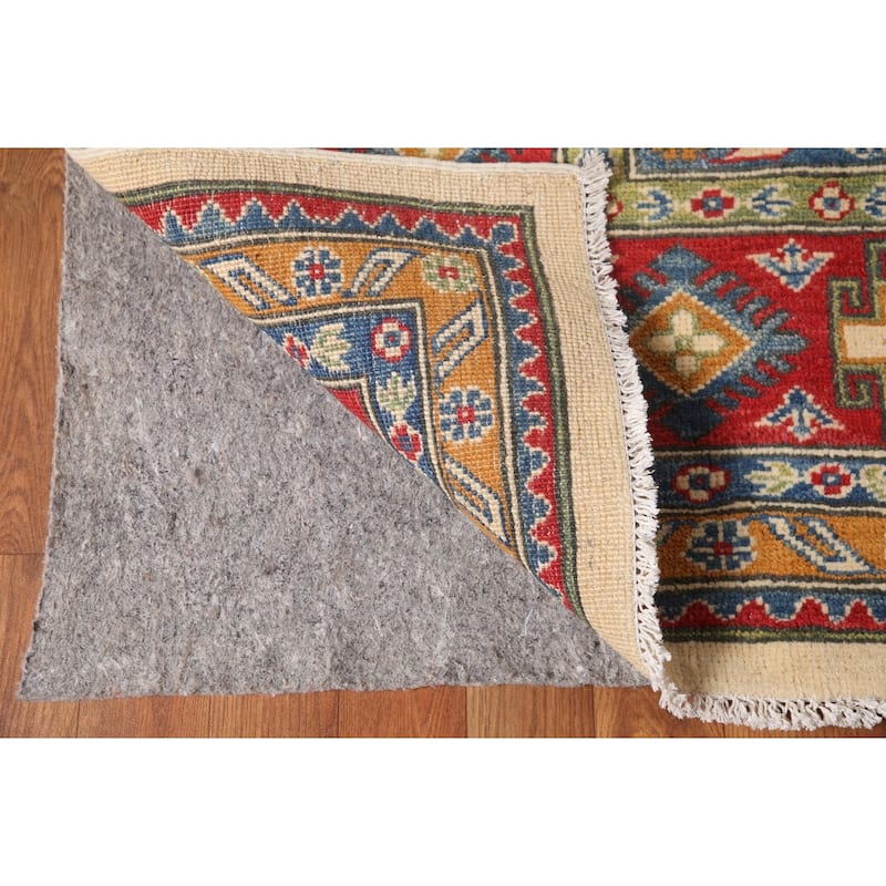 Geometric Kazak Rug Hand-Knotted Bedroom Wool Carpet - 8'11"x 11'8"