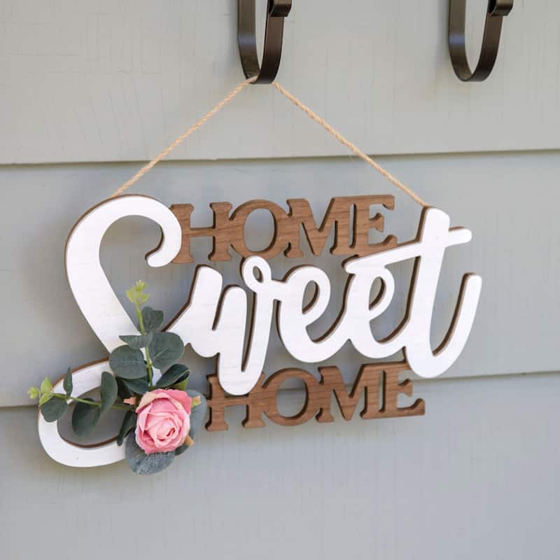 Home Sweet Home Cutout Floral Accent Hanging Sign
