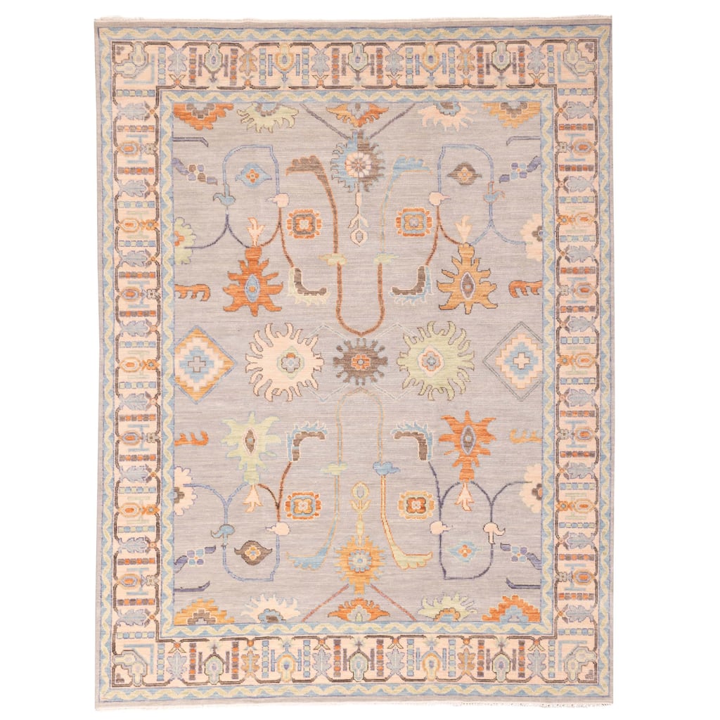 ECARPETGALLERY Hand-knotted Modern Oushak Grey Wool Rug - 9'1 x 11'10