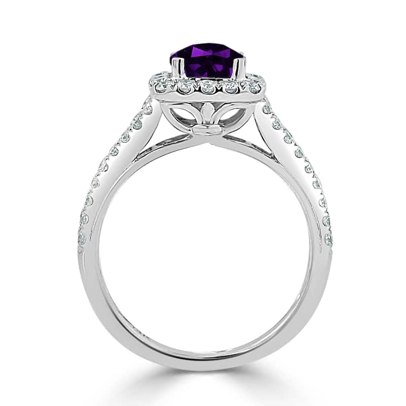Auriya 1/2ct Cushion-cut Purple Amethyst Halo Diamond Engagement Ring 5/8ctw 14k Gold