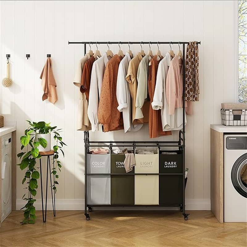 4 Butler Sorter Basket Organizer, Laundry Hamper - 37.18"L x 15.7"W x 66.9"H