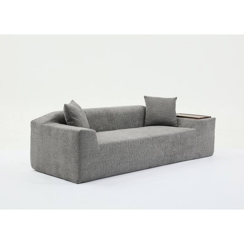 5-Seat Boucle Cloud Sofa Set (3-Seater + 2-Seater) with End Tables & 4 Pillows