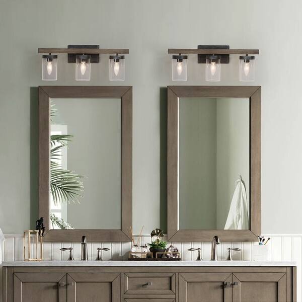 Black Farmhouse Wooden 3 Light Vanity Light Wall Sconces L21 7 W5 5 H8 5 Overstock 33724877